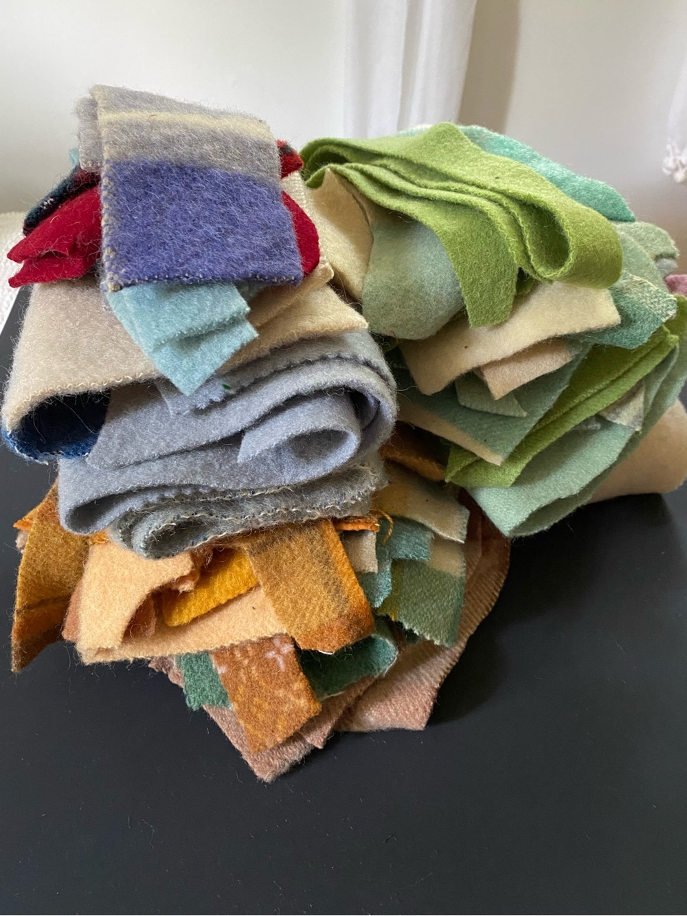 2.25 lbs. Felted Blanket Wool Scraps for Applique, Penny Rugs, Crafts
